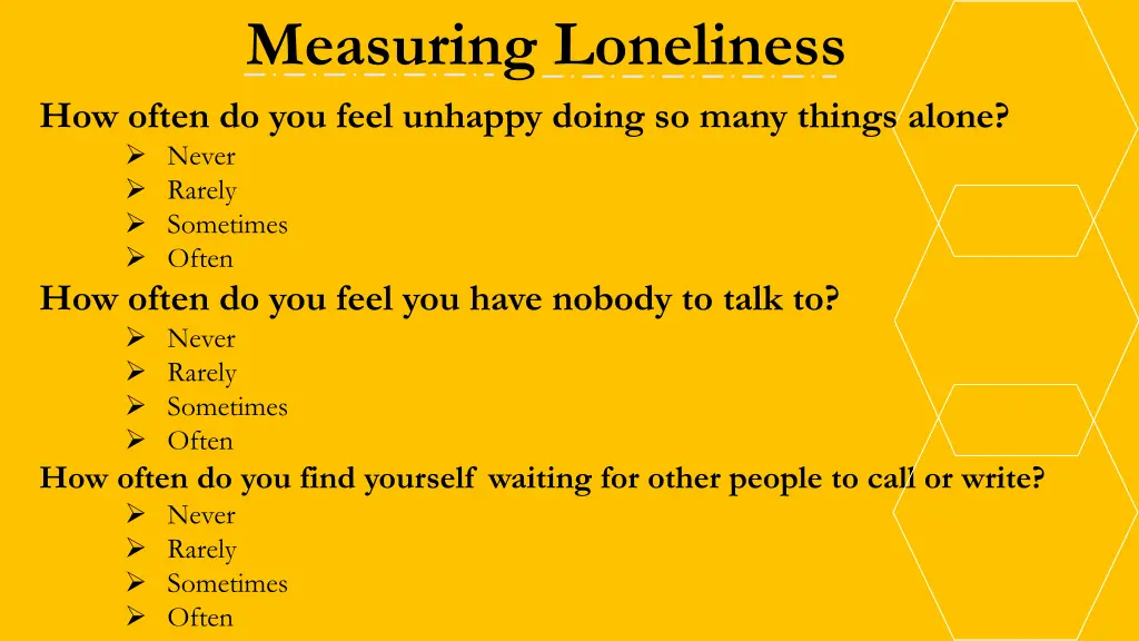 measuring loneliness how often do you feel