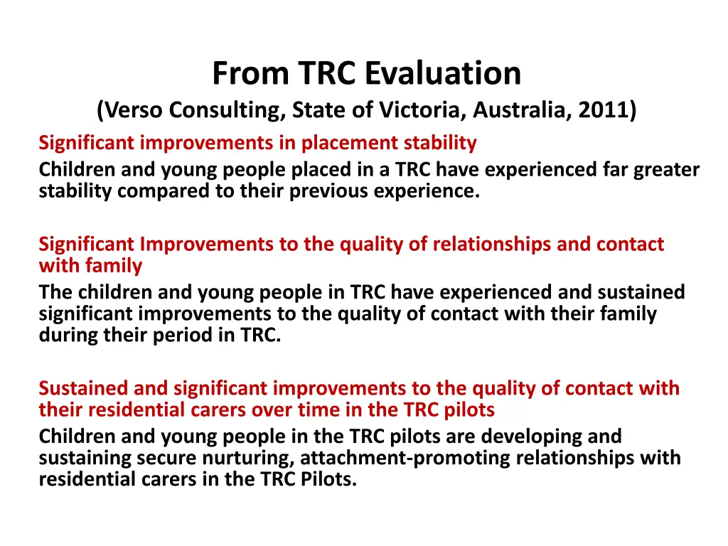 from trc evaluation verso consulting state