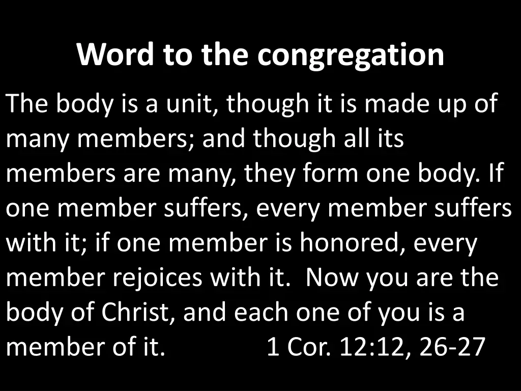 word to the congregation