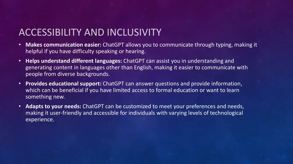 accessibility and inclusivity makes communication