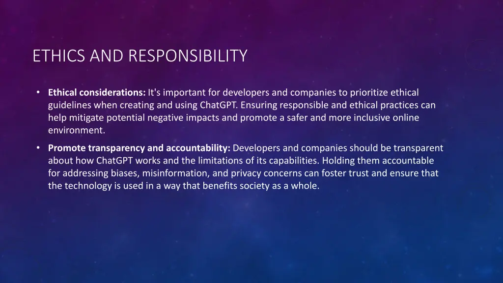 ethics and responsibility