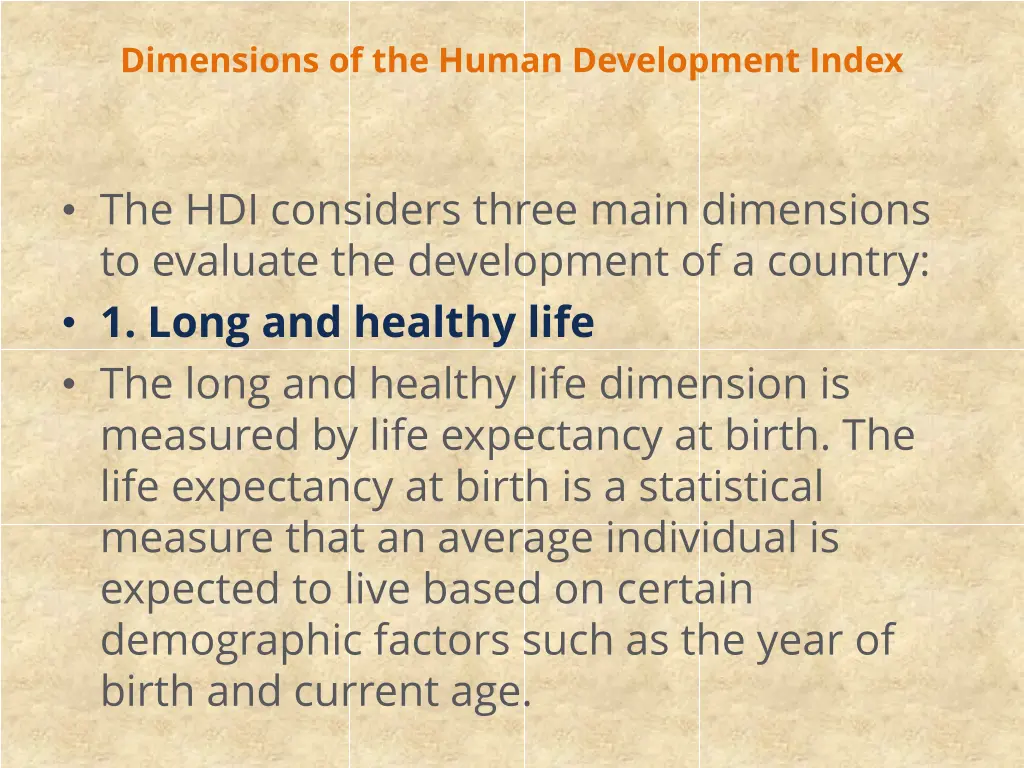 dimensions of the human development index