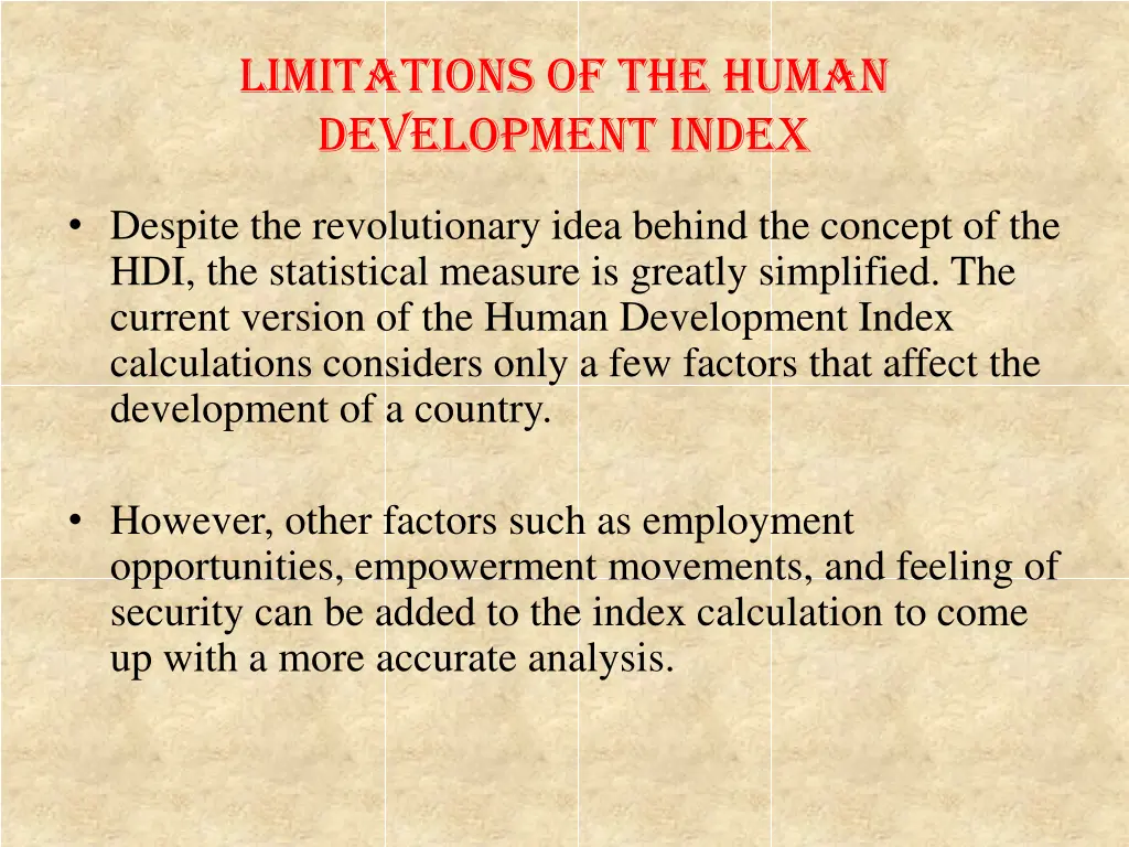 limitations of the human development index