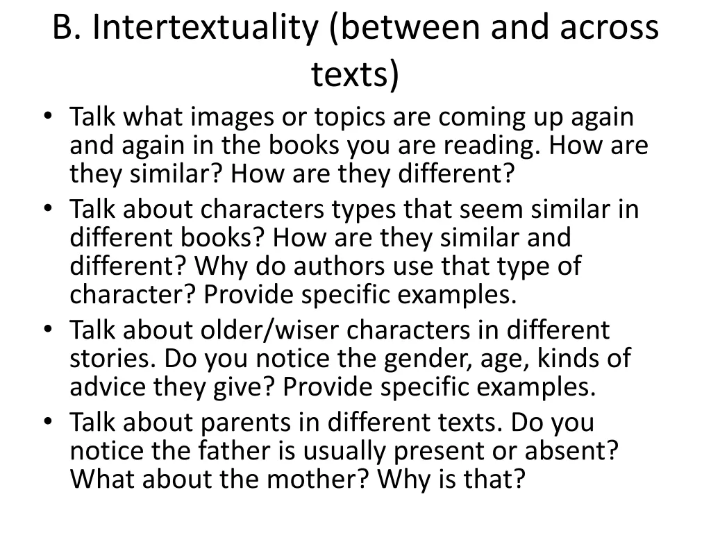 b intertextuality between and across texts talk