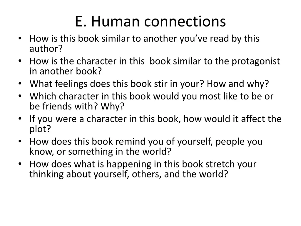 e human connections how is this book similar