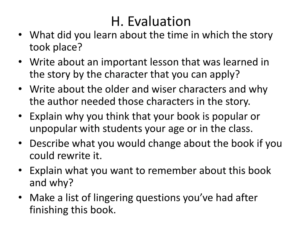 h evaluation
