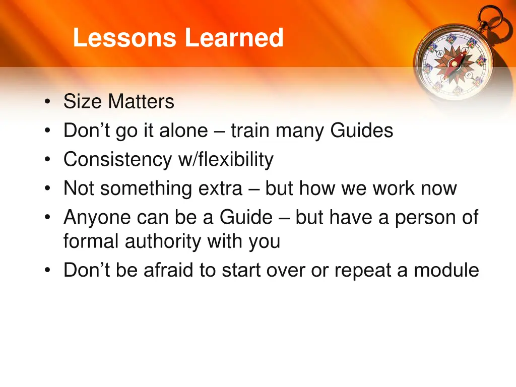 lessons learned