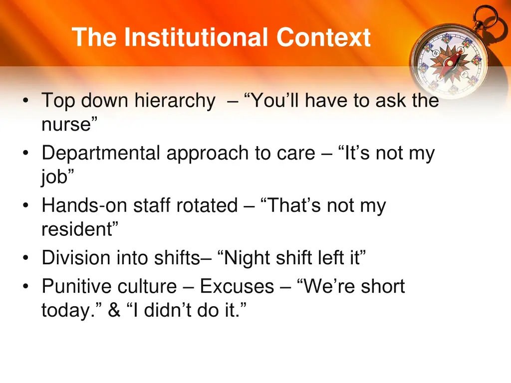 the institutional context