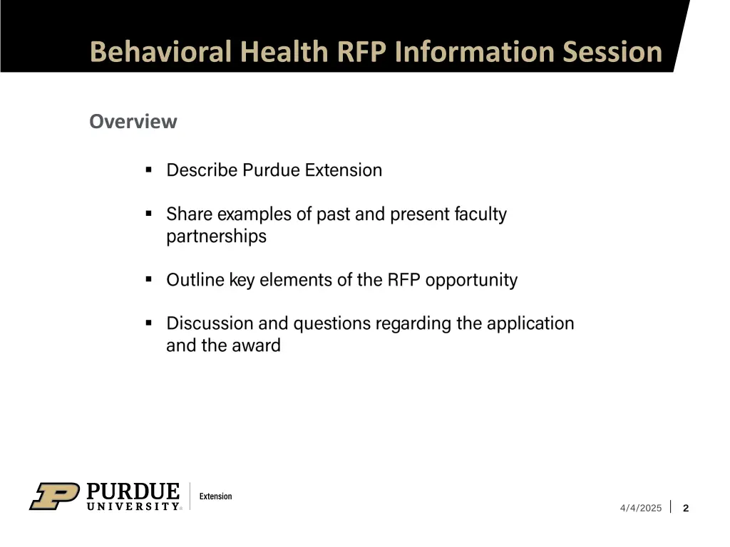 behavioral health rfp information session