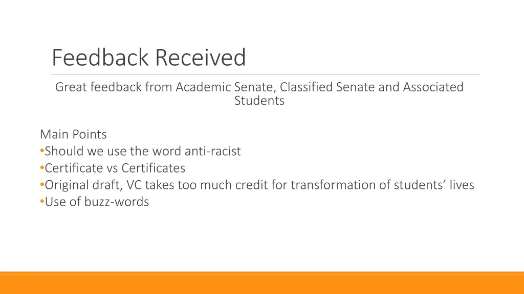 feedback received