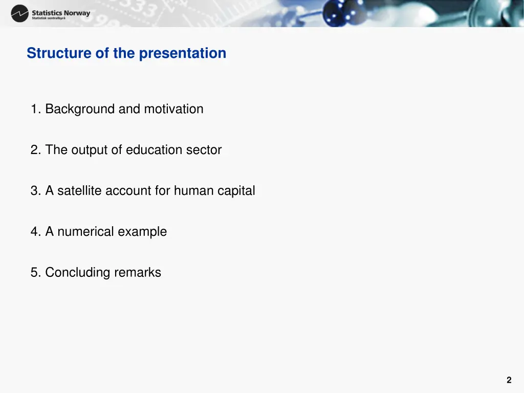 structure of the presentation