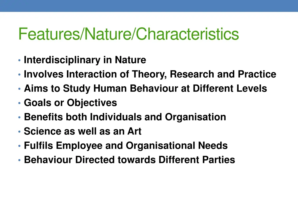 features nature characteristics