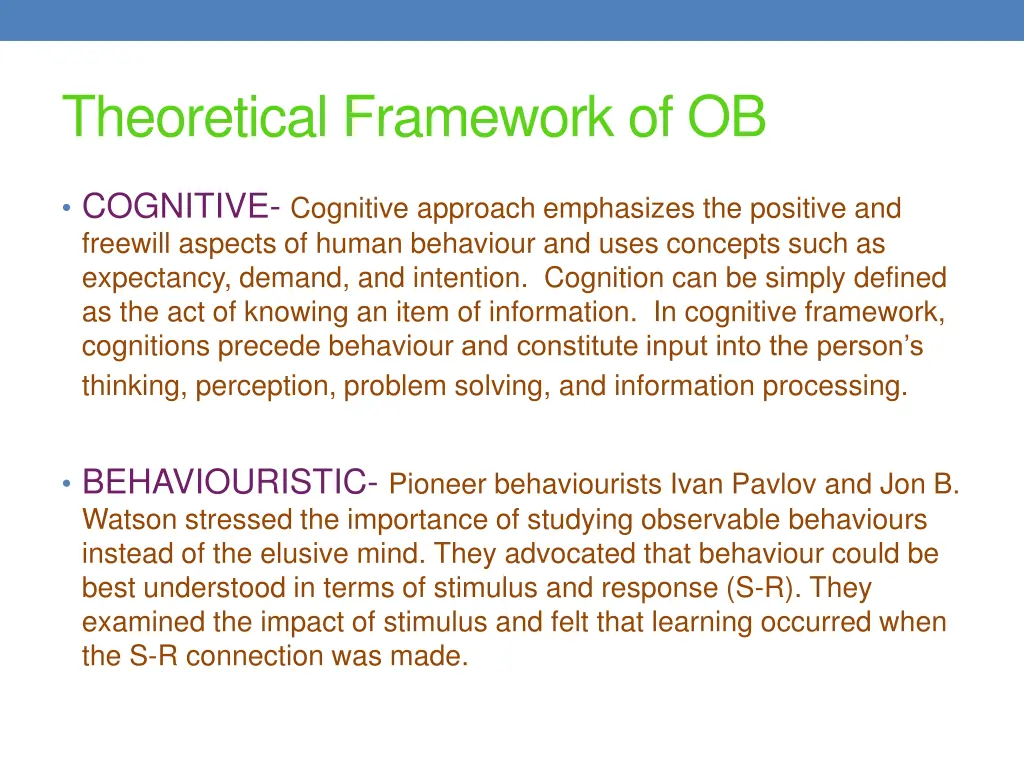 theoretical framework of ob