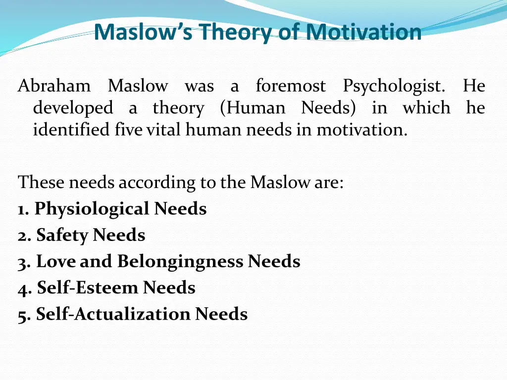 maslow s theory of motivation