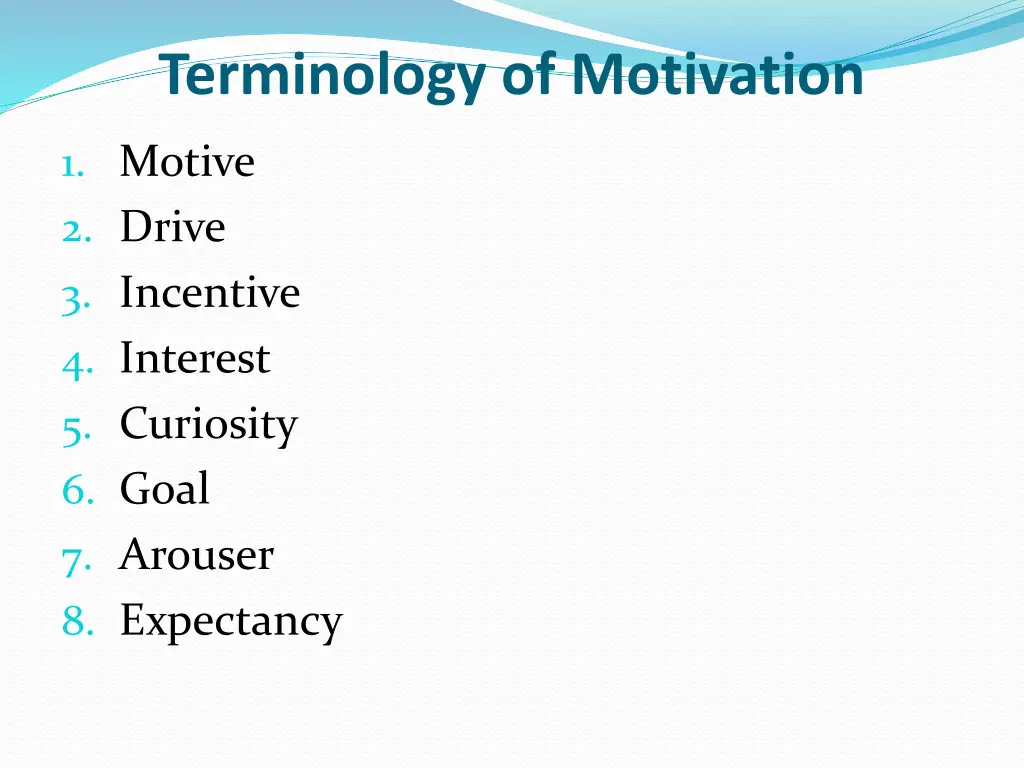 terminology of motivation