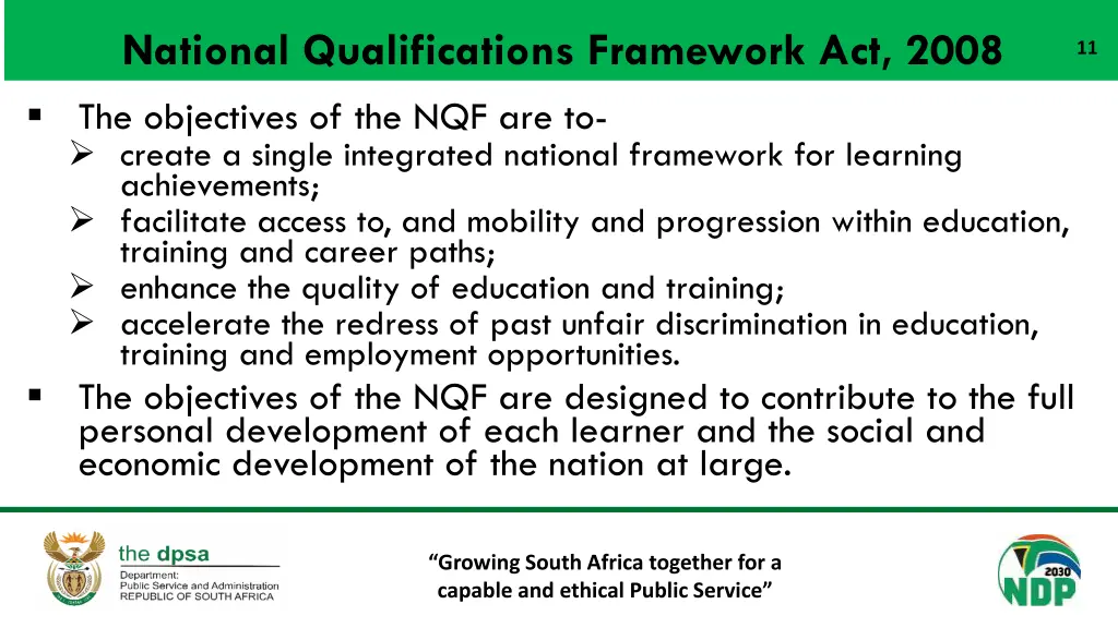 national qualifications framework act 2008