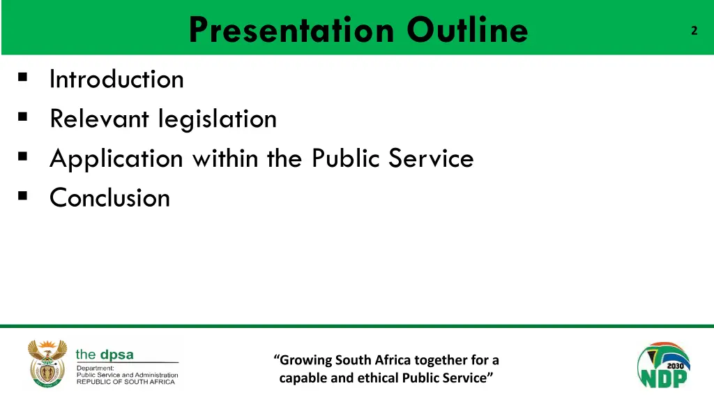 presentation outline