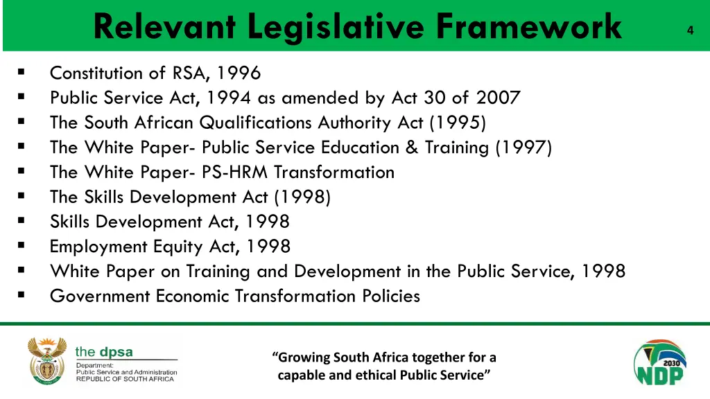 relevant legislative framework