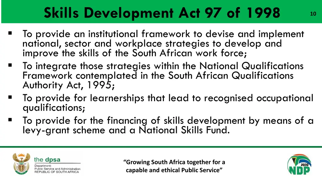 skills development act 97 of 1998 to provide