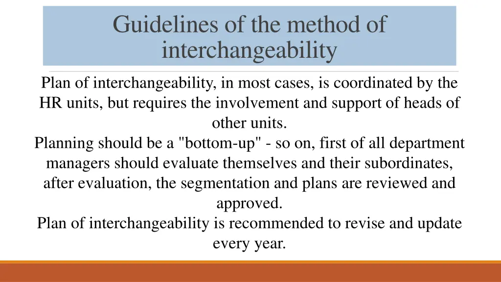 guidelines of the method of interchangeability