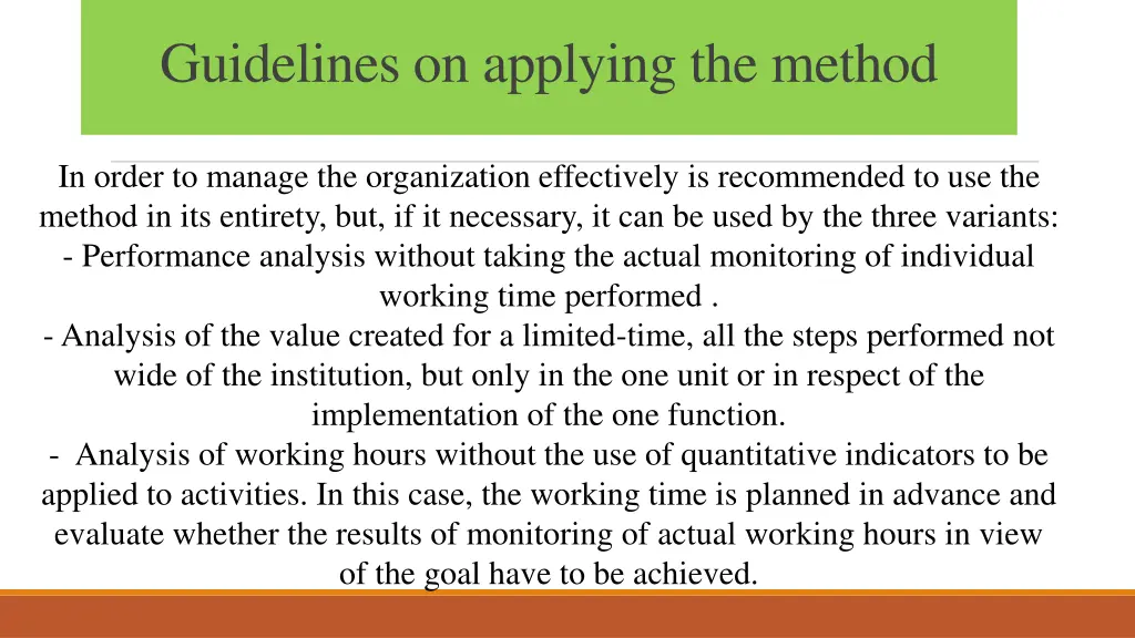 guidelines on applying the method 3
