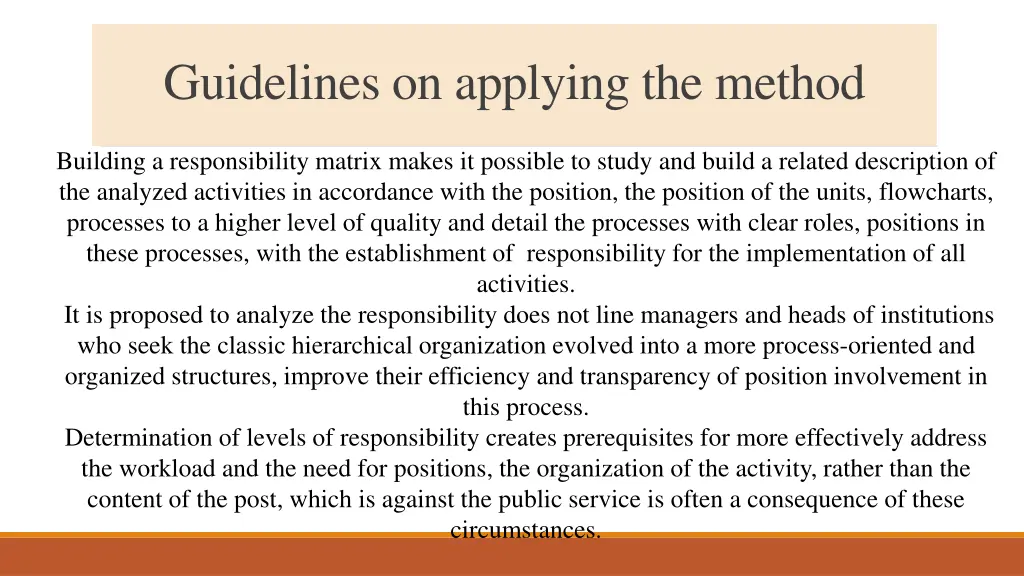 guidelines on applying the method