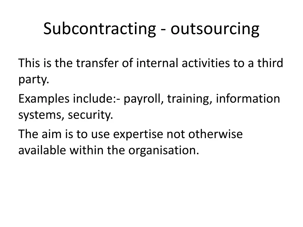 subcontracting outsourcing