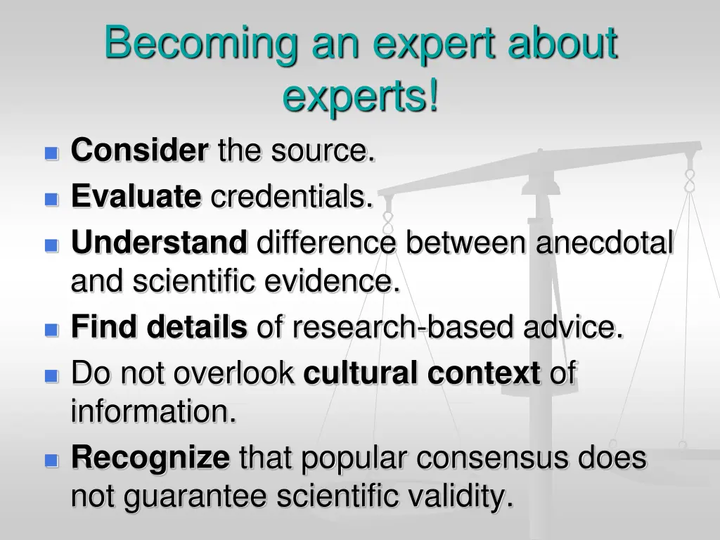 becoming an expert about experts