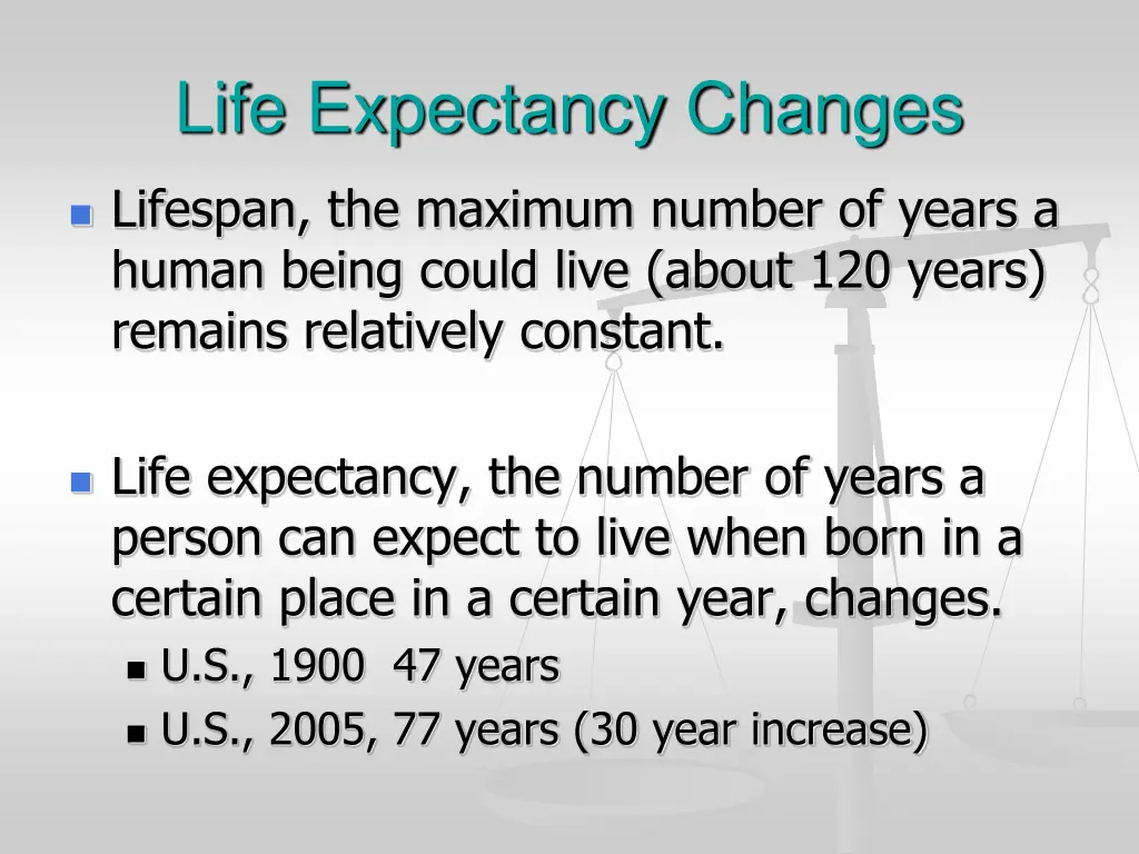 life expectancy changes