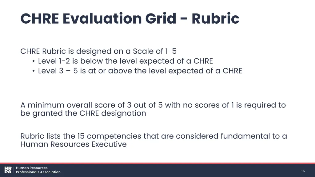 chre evaluation grid rubric