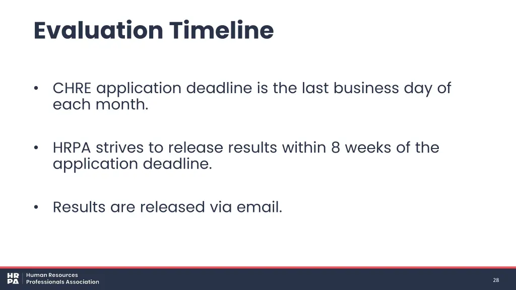evaluation timeline