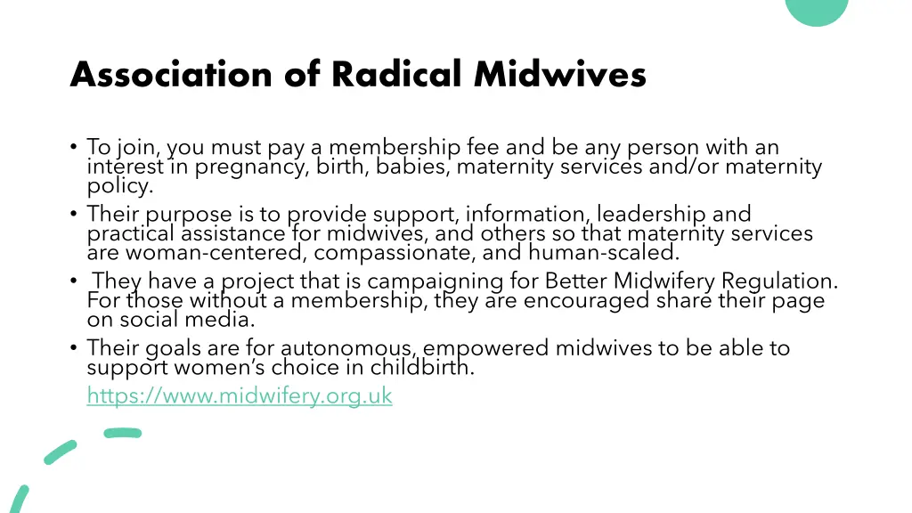 association of radical midwives