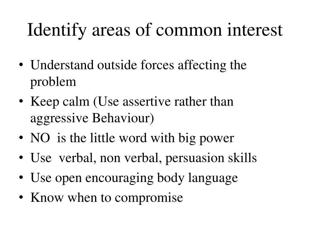 identify areas of common interest