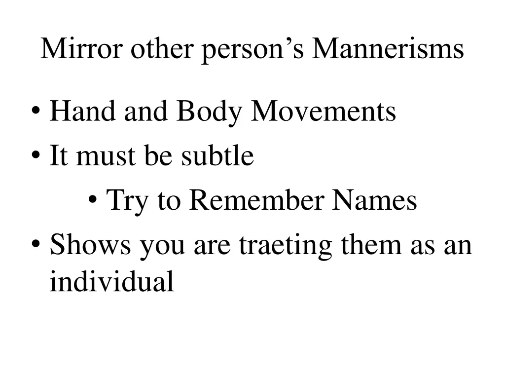 mirror other person s mannerisms