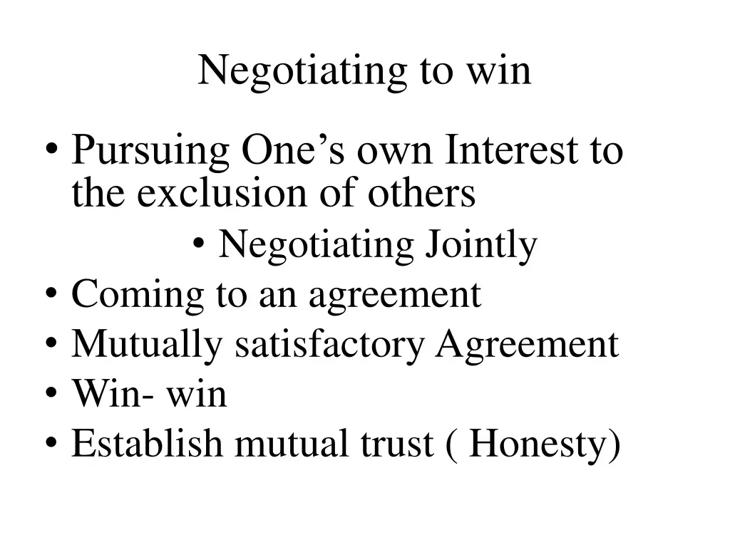 negotiating to win