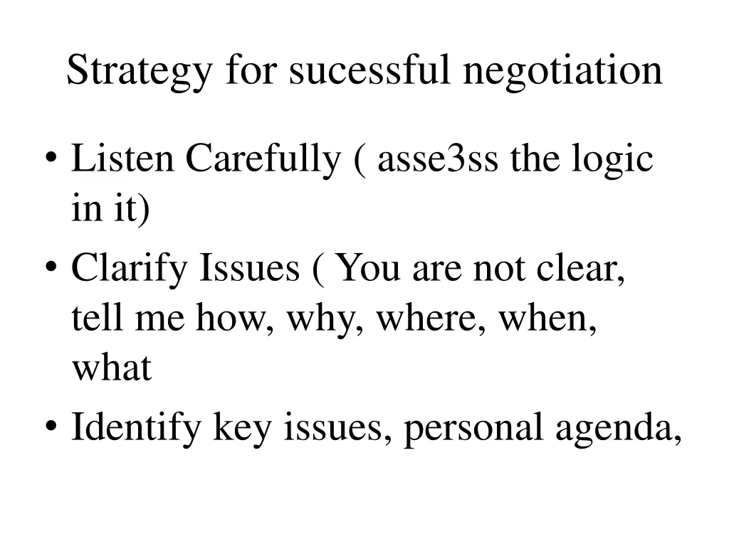 strategy for sucessful negotiation