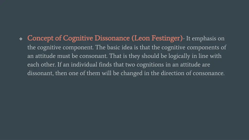 concept of cognitive dissonance leon festinger