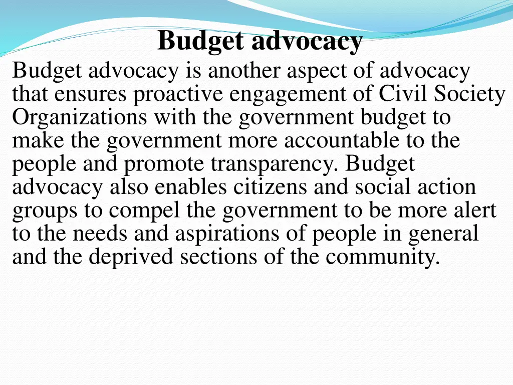budget advocacy