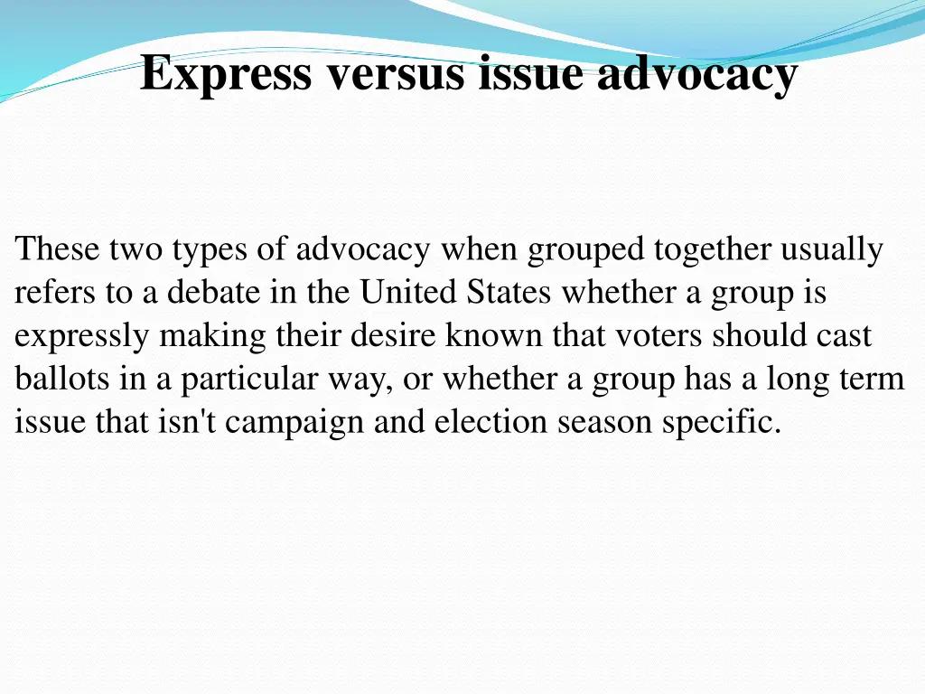 express versus issue advocacy