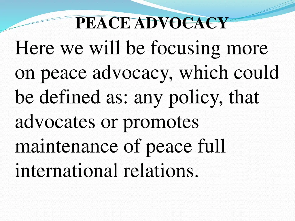 peace advocacy