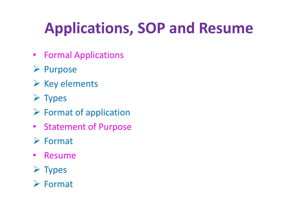 applications sop and resume