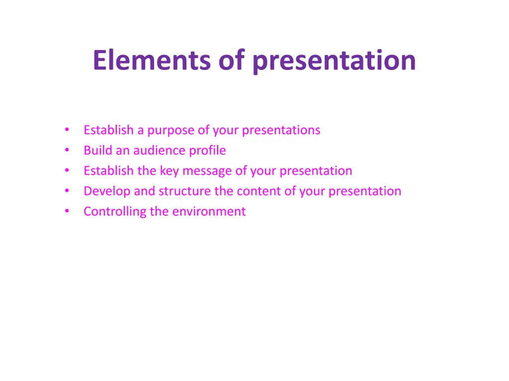 elements of presentation