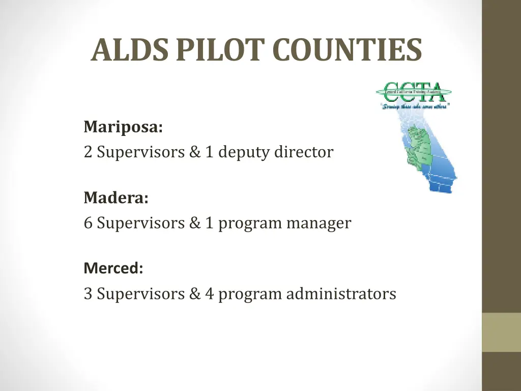 alds pilot counties
