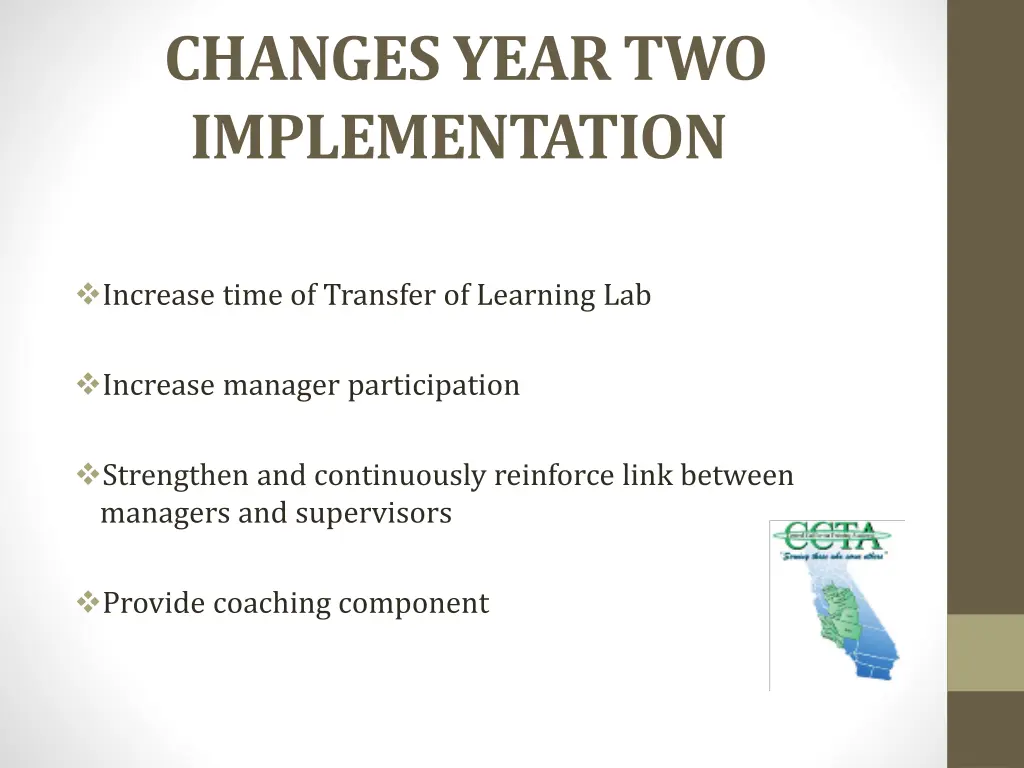 changes year two implementation 1