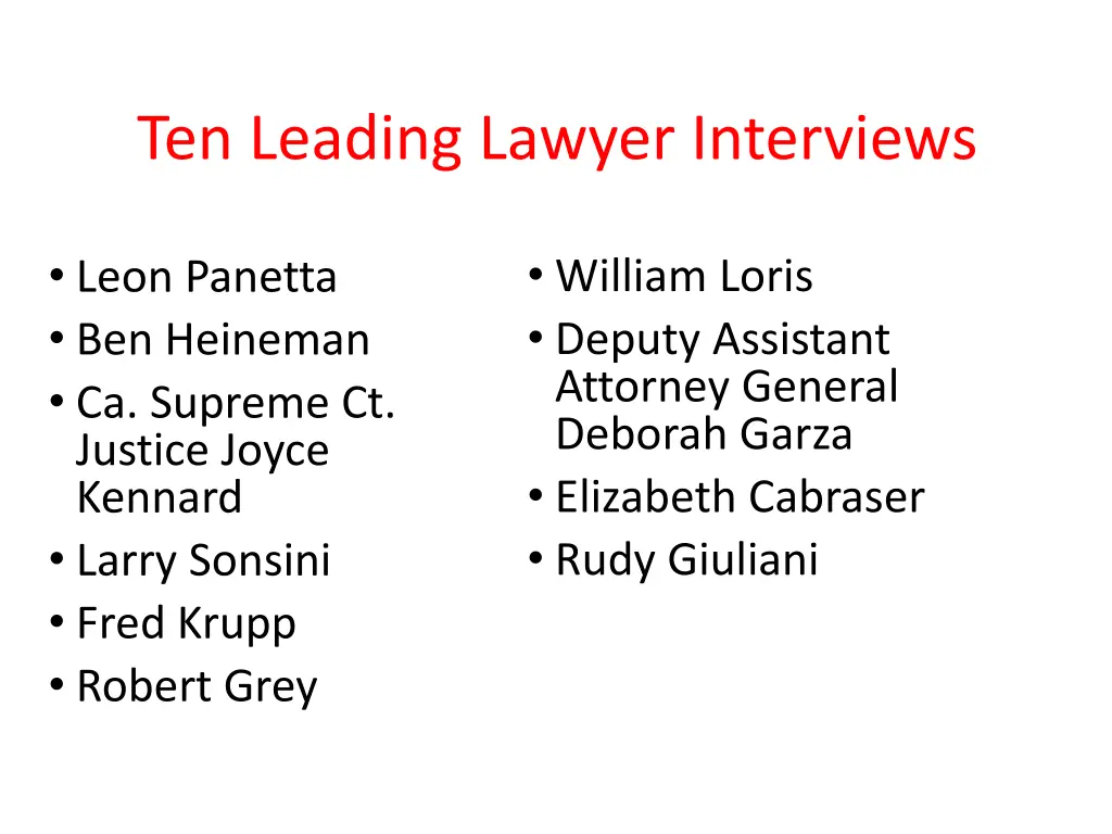 ten leading lawyer interviews