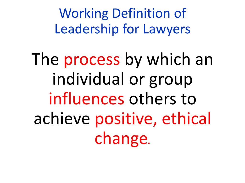 working definition of leadership for lawyers