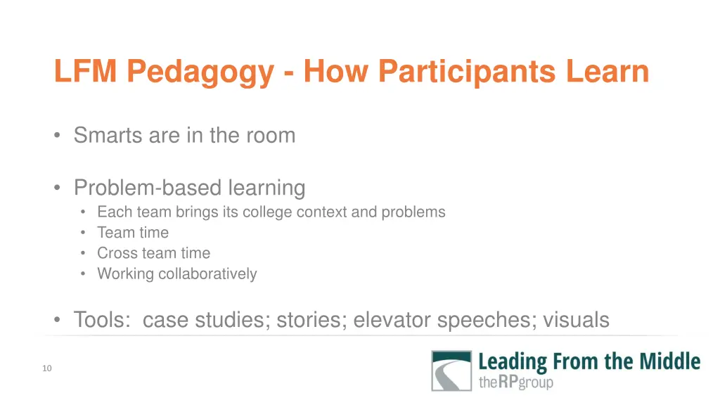 lfm pedagogy how participants learn