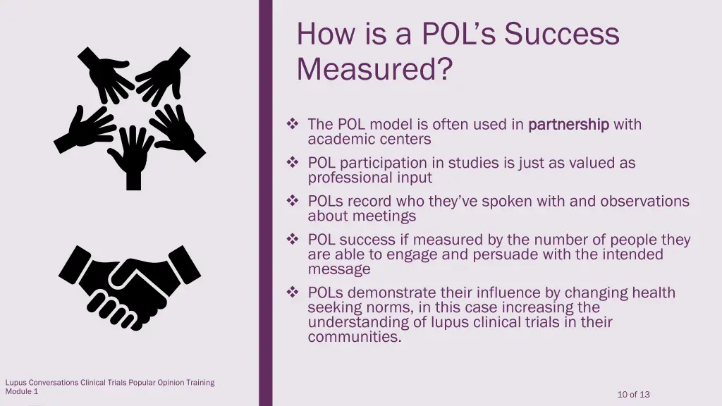 how is a pol s success measured