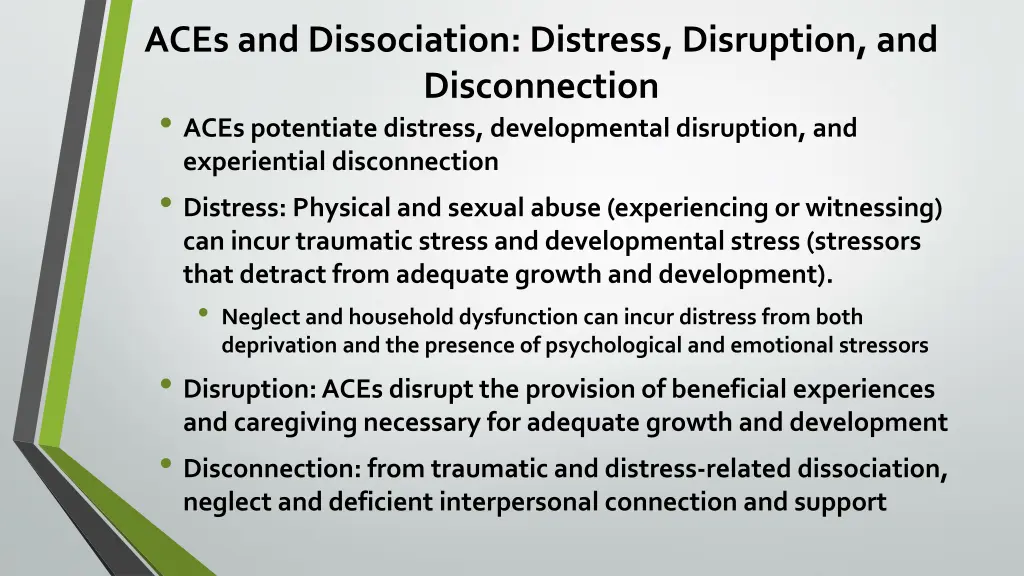 aces and dissociation distress disruption
