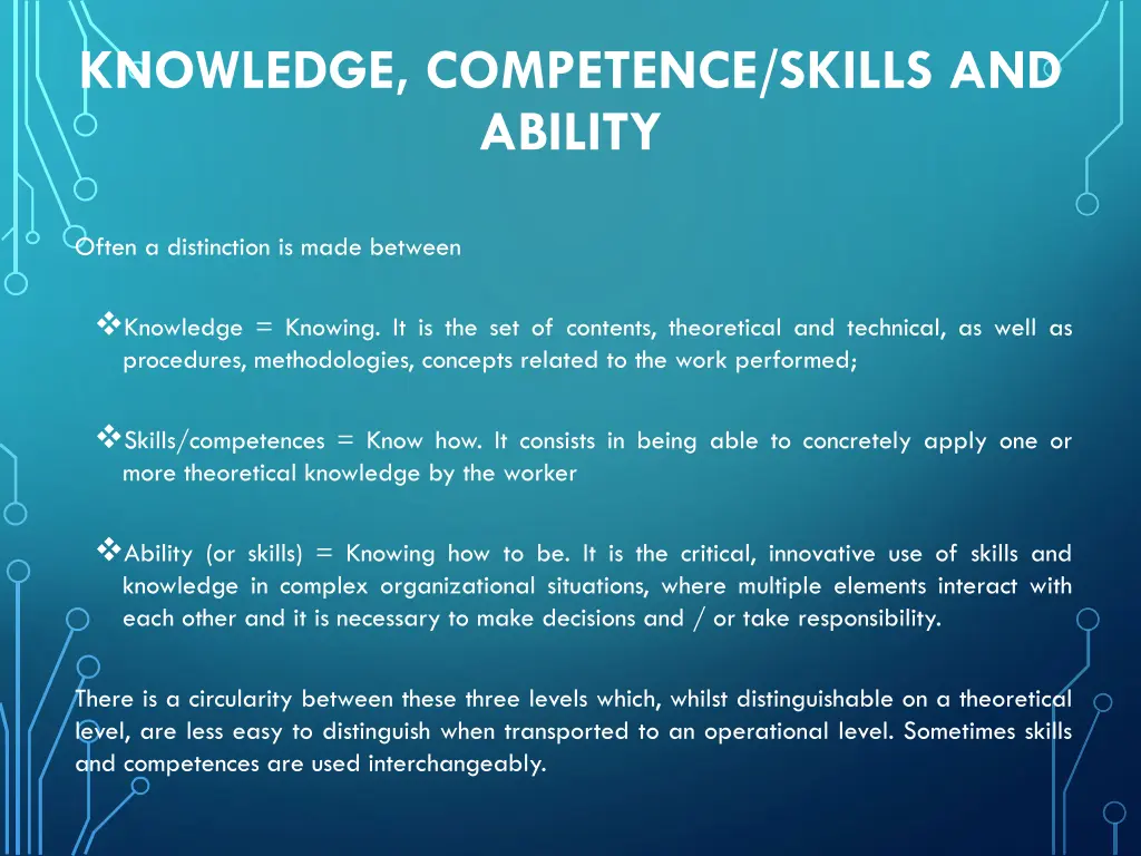 knowledge competence skills and ability